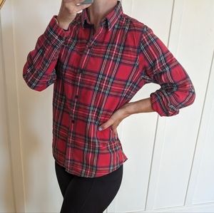 L.L. Bean Red Royal Stewart Tartan Plaid Flannel Shirt - Size M
